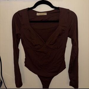 Cider Deep Brown Long Sleeve Bodysuit